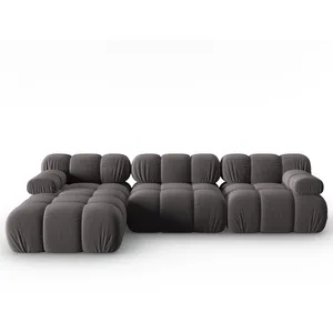 Milo Casa - Canapé Modulable Gauche en Velours Tropea 4 Places gris foncé - 285x157x63 cm T.U pas cher