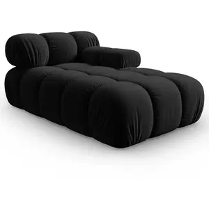 Milo Casa - Méridienne en Velours Droite Tropea noire - 157x97x62 cm T.U pas cher