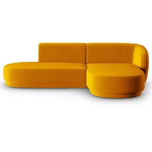 CXL by Christian Lacroix Canapé d'angle droit modulable 4 places en velours jaune pas cher