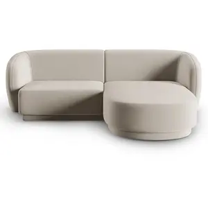 CXL by Christian Lacroix Canapé d'angle droit modulable 3 places en velours beige pas cher