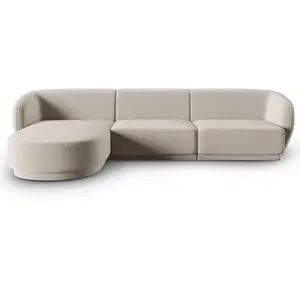 CXL by Christian Lacroix Canapé d'angle gauche modulable 4 places en velours beige pas cher