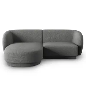 CXL by Christian Lacroix Canapé d'angle gauche modulable 3 places en tissu chenille gris foncé pas cher