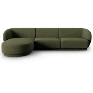 CXL by Christian Lacroix Canapé d'angle gauche modulable 4 places en tissu chenille vert chiné