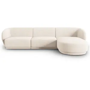 CXL by Christian Lacroix Canapé d'angle droit modulable 4 places en tissu chenille beige clair pas cher