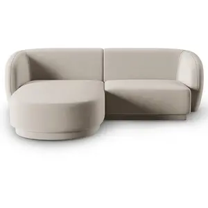 CXL by Christian Lacroix Canapé d'angle gauche modulable 3 places en velours beige pas cher