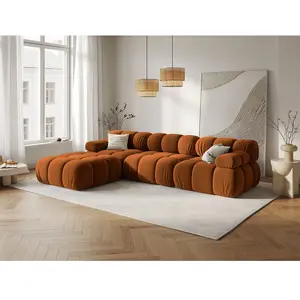 Milo Casa - Canapé Modulaire Velours Tropea 4 Places terracotta - 282x188x63 cm T.U pas cher