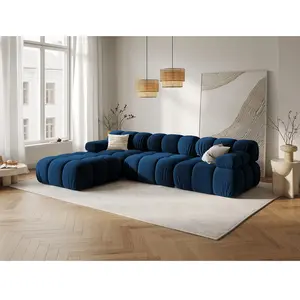Milo Casa - Canapé Modulaire Velours Tropea 4 Places bleu roi - 282x188x63 cm T.U pas cher
