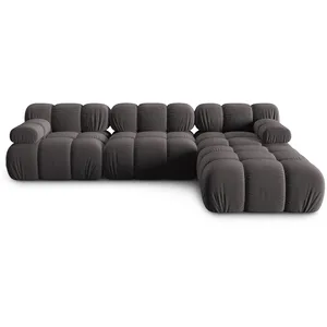Milo Casa - Canapé Modulaire Velours Tropea 4 Places gris foncé - 282x188x63 cm T.U pas cher