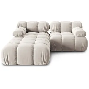 Milo Casa - Canapé Modulaire Velours Tropea 3 Places beige clair - 188x188x63 cm T.U pas cher
