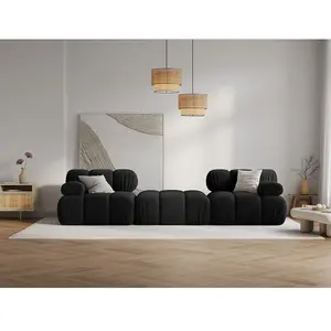 Milo Casa - Canapé Modulaire Velours Tropea 3 Places noir - 188x188x63 cm T.U pas cher