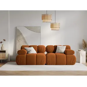 Milo Casa - Canapé Modulable Velours Tropea 2 Places terracotta - 188x94x63 cm T.U pas cher