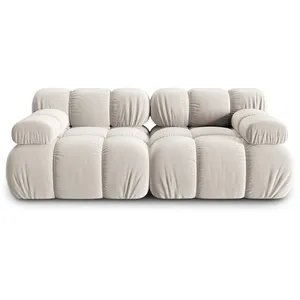 Milo Casa - Canapé Modulable Velours Tropea 2 Places beige clair - 188x94x63 cm T.U pas cher