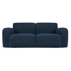 Micadoni Home Canapé 2 places en tissu bouclé bleu foncé pas cher