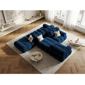 Milo Casa - Chauffeuse Droit Velours Tropea 4 Places bleu roi - 282x94... pas cher
