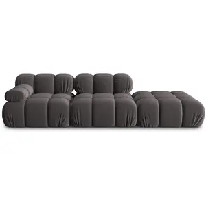 Milo Casa - Chauffeuse Droit Velours Tropea 4 Places gris foncé - 282x... pas cher