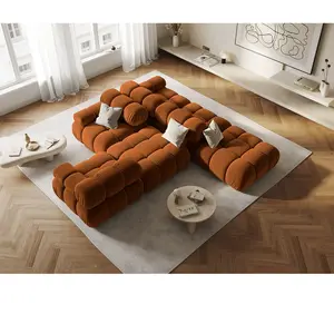 Milo Casa - Chauffeuse Gauche Velours Tropea 4 Places terracotta - 282x94x63 cm T.U pas cher