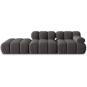 Milo Casa - Chauffeuse Gauche Velours Tropea 4 Places gris foncé - 282... pas cher