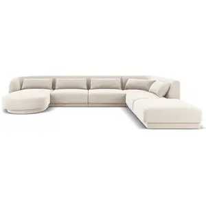 Comparateur de prix : Cosmopolitan Design - Canapé d'angle Panoramique Droit Velours Tulum 6...