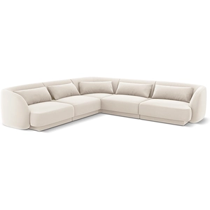 Comparateur de prix : Canapé d'angle symétrique "Tulum" 5 places en velours beige clair