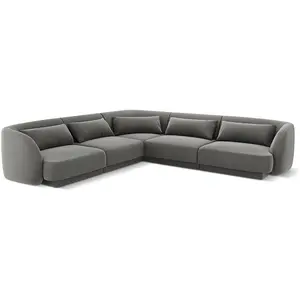 Comparateur de prix : Canapé d'angle symétrique "Tulum" 5 places en velours gris clair