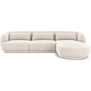 Cosmopolitan Design - Canapé d'angle Droit Velours Tulum 4 Places beig... pas cher