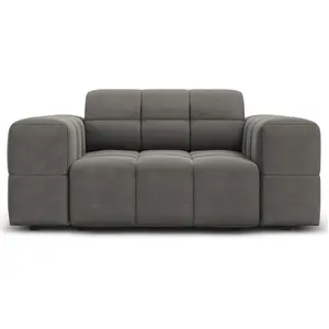 Cosmopolitan Design - Fauteuil Velours Chicago gris clair - 124x102x70...