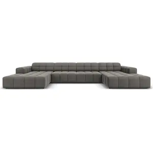 Cosmopolitan Design - Canapé Panoramique Velours Chicago 6 Places gris...
