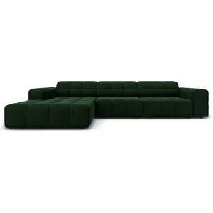 Cosmopolitan Design - Canapé d'angle Gauche Velours Chicago 4 Places vert bouteille - 284x166x70 cm T.U
