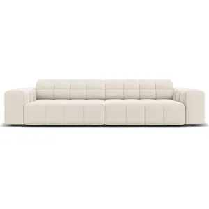 Cosmopolitan Design - Canapé Velours Chicago 4 Places beige clair - 24... pas cher