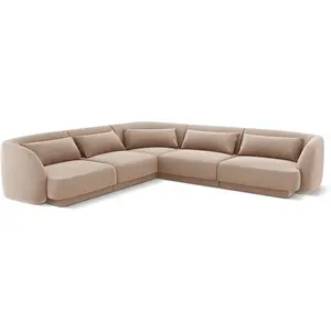 Comparateur de prix : Cosmopolitan Design Canapé d'angle symétrique "Tulum" 5 places en velours beige TU
