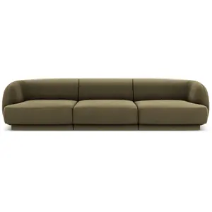 Micadoni Home Canapé 3 places en tissu velours vert pas cher