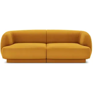 Micadoni Home Canapé 2 places en tissu velours jaune pas cher