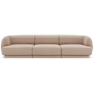 Micadoni Home Canapé 3 places en tissu velours cappuccino pas cher