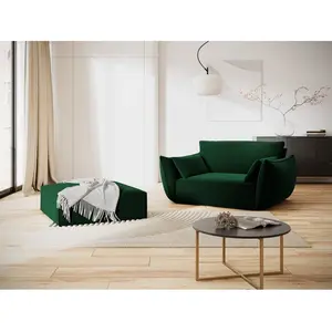 Mazzini Sofas - Pouf velours Vanda 1 place Vert Bouteille - 100x80x38 ...