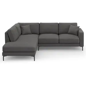 Mazzini Sofas - Canapé d'angle Gauche Venus 5 Places gris foncé - 254x185x90 cm OS pas cher