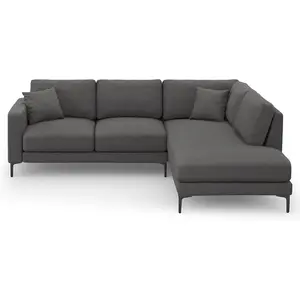 Mazzini Sofas - Canapé d'angle Droit Venus 5 Places gris foncé - 254x185x90 cm OS pas cher