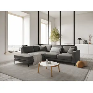 Mazzini Sofas - Canapé d'angle gauche Venus 5 places Gris Clair - 254x185x90 cm OS pas cher