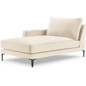 Mazzini Sofas - Méridienne Velours Gauche Venus beige clair - 160x104x90 cm OS pas cher