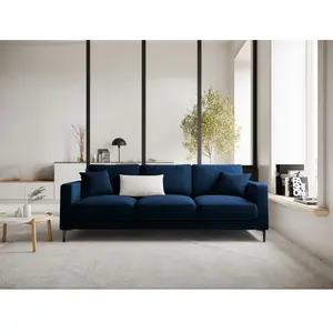 Mazzini Sofas - Canapé velours Venus 3 places Bleu Roi - 220x92x90 cm OS pas cher