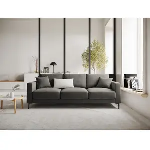 Mazzini Sofas - Canapé velours Venus 3 places Gris Clair - 220x92x90 OS pas cher