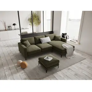 Mazzini Sofas - Pouf velours Venus 1 place Vert - 65x65x47 cm OS pas cher