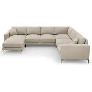 Mazzini Sofas - Canapé Panoramique droit Venus 6 Places beige - 326x236x90 cm OS pas cher