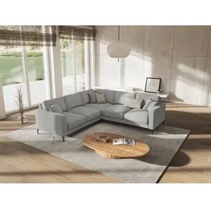 Mazzini Sofas - Canapé d'angle Symétrique Venus 5 places Gris Clair - 250x238x90 OS pas cher