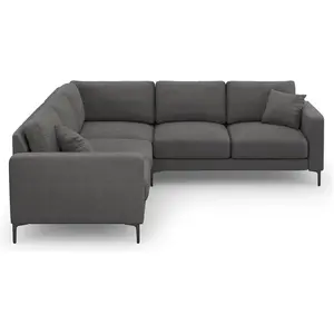 Mazzini Sofas - Canapé d'angle Symétrique Venus 5 Places gris foncé - 250x238x90 cm OS pas cher