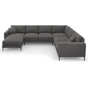 Mazzini Sofas - Canapé Panoramique droit Venus 6 Places gris foncé - 326x236x90 cm OS pas cher