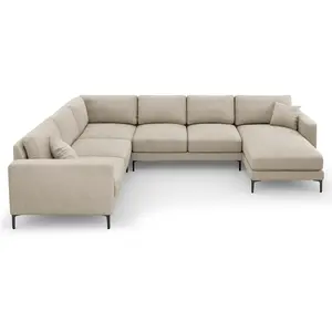 Mazzini Sofas - Canapé Panoramique gauche Venus 6 Places beige - 326x236x90 cm OS pas cher