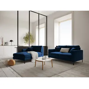 Mazzini Sofas - Canapé velours Venus 2 places Bleu Roi - 158x92x90 cm OS pas cher