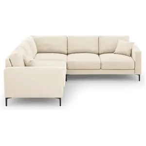 Mazzini Sofas - Canapé d'angle Symétrique En Velours Venus 5 Places beige clair - 250x238x90 cm OS pas cher