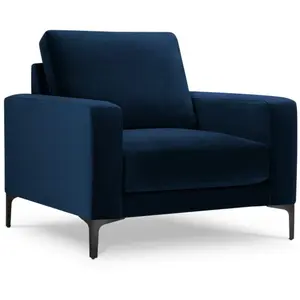 Mazzini Sofas - Fauteuil en velours Venus 1 place Bleu Roi - 92x92x90 ... pas cher