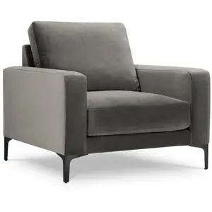 Mazzini Sofas - Fauteuil en velours Venus 1 place Gris Clair - 92x92x9... pas cher